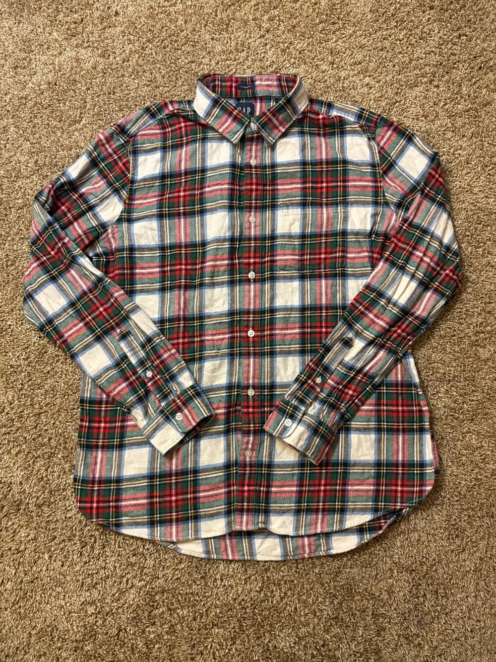 Gap Standard Fit Plaid Long Sleeve Button Up Flannel Size Large